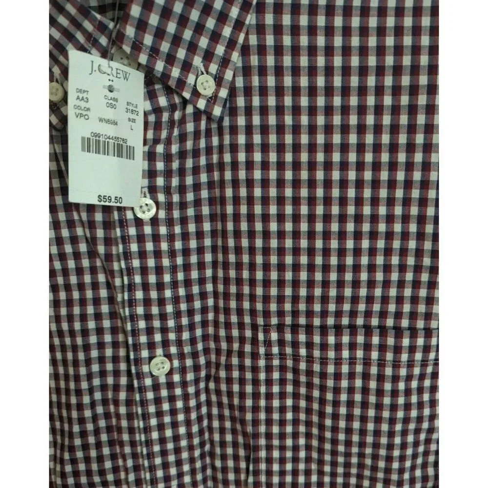 J Crew Button Down Shirt Multicolor Plaid Classic Men Long Sleeve Size Large NWT